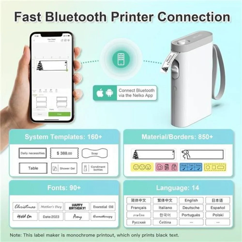 Label Maker Machine with Tape P21 Bluetooth Label Printer Wireless Mini Label
